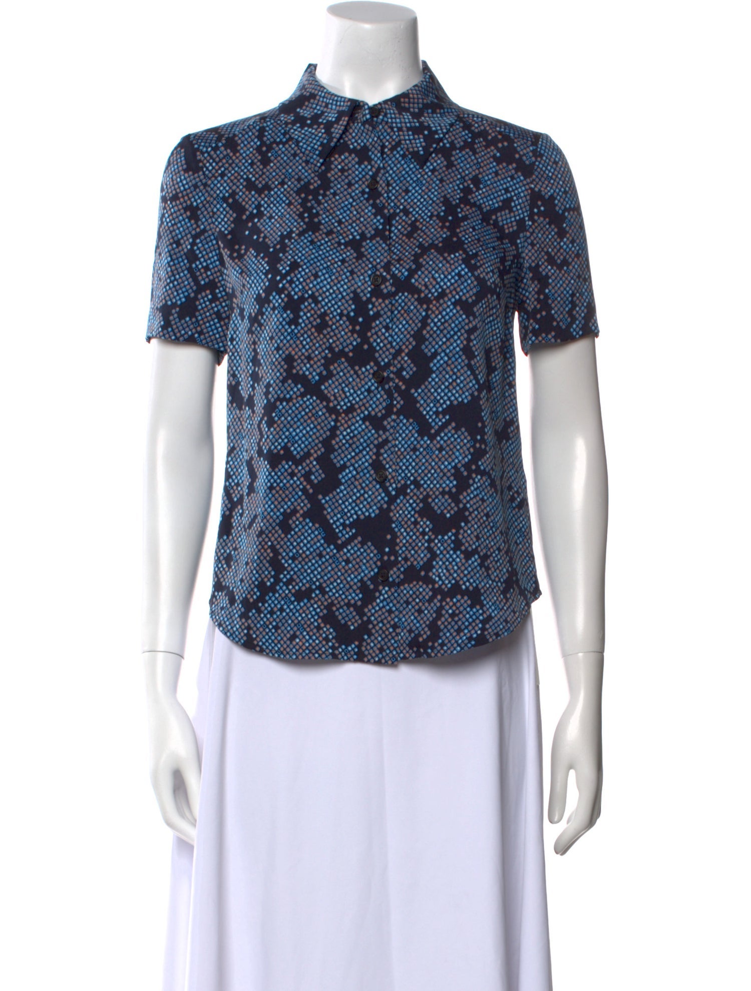 Diane von Furstenberg Silk Printed Button-Up Top