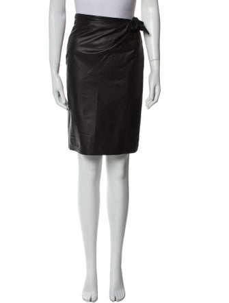 Diane von Furstenberg Lamb Leather Knee-Length Skirt