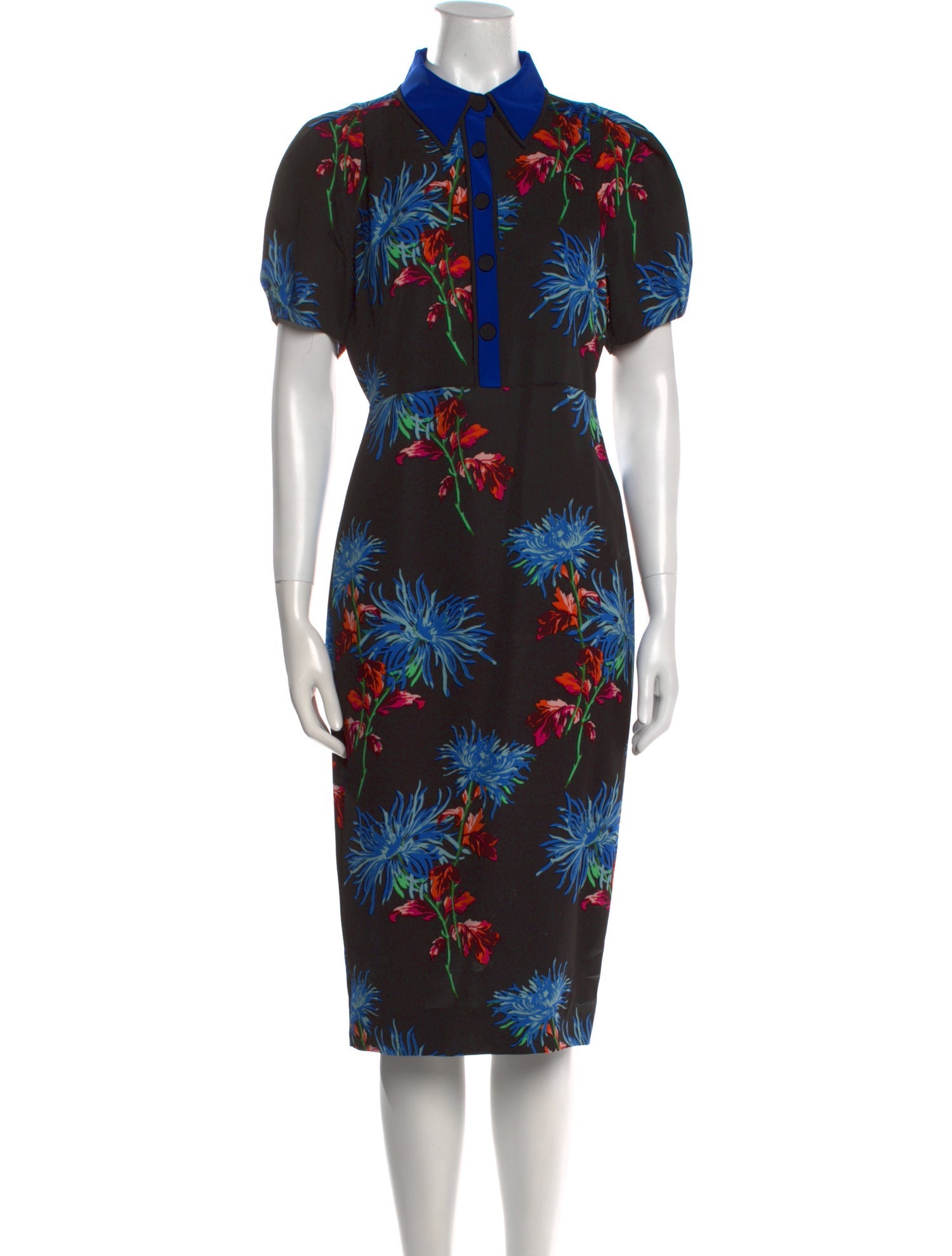 Diane von Furstenberg Floral Print Midi Length Dress