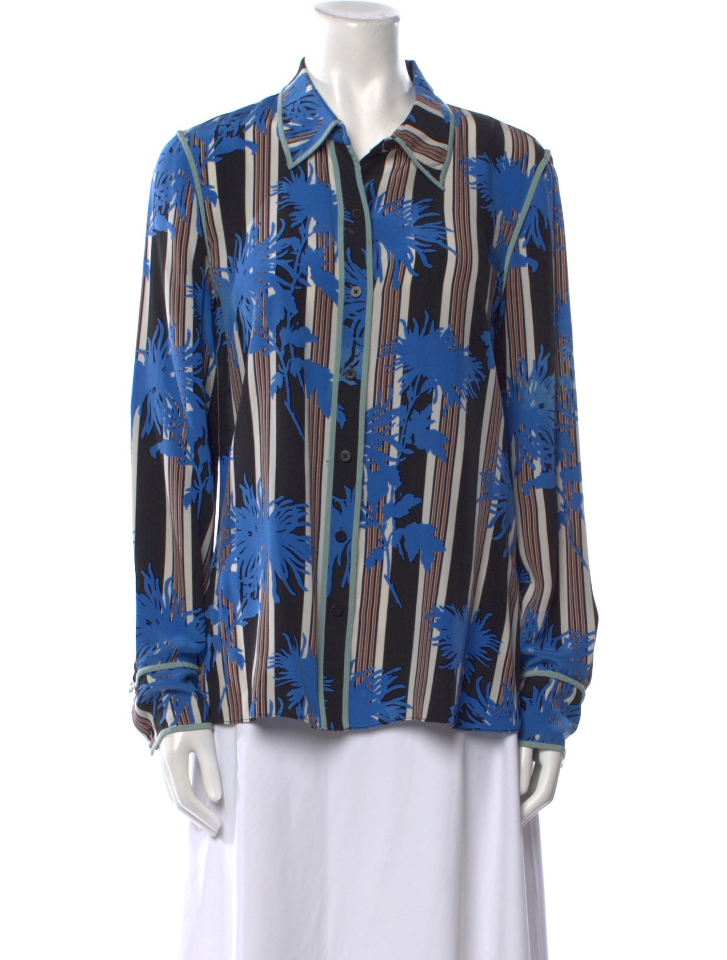 Diane von Furstenberg Silk Printed Button-Up Top