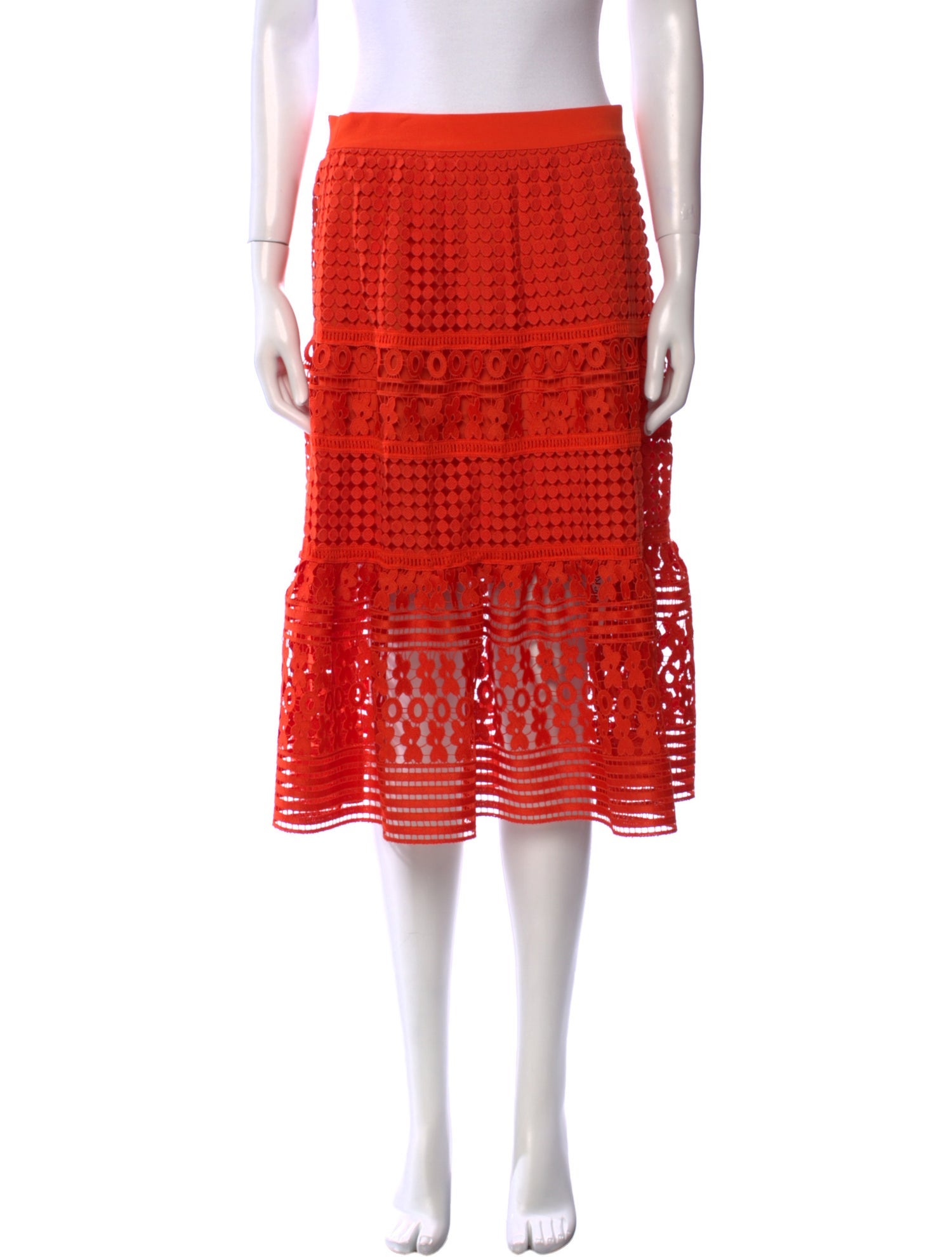 Diane von Furstenberg Lace Trim Embellishment Knee-Length Skirt