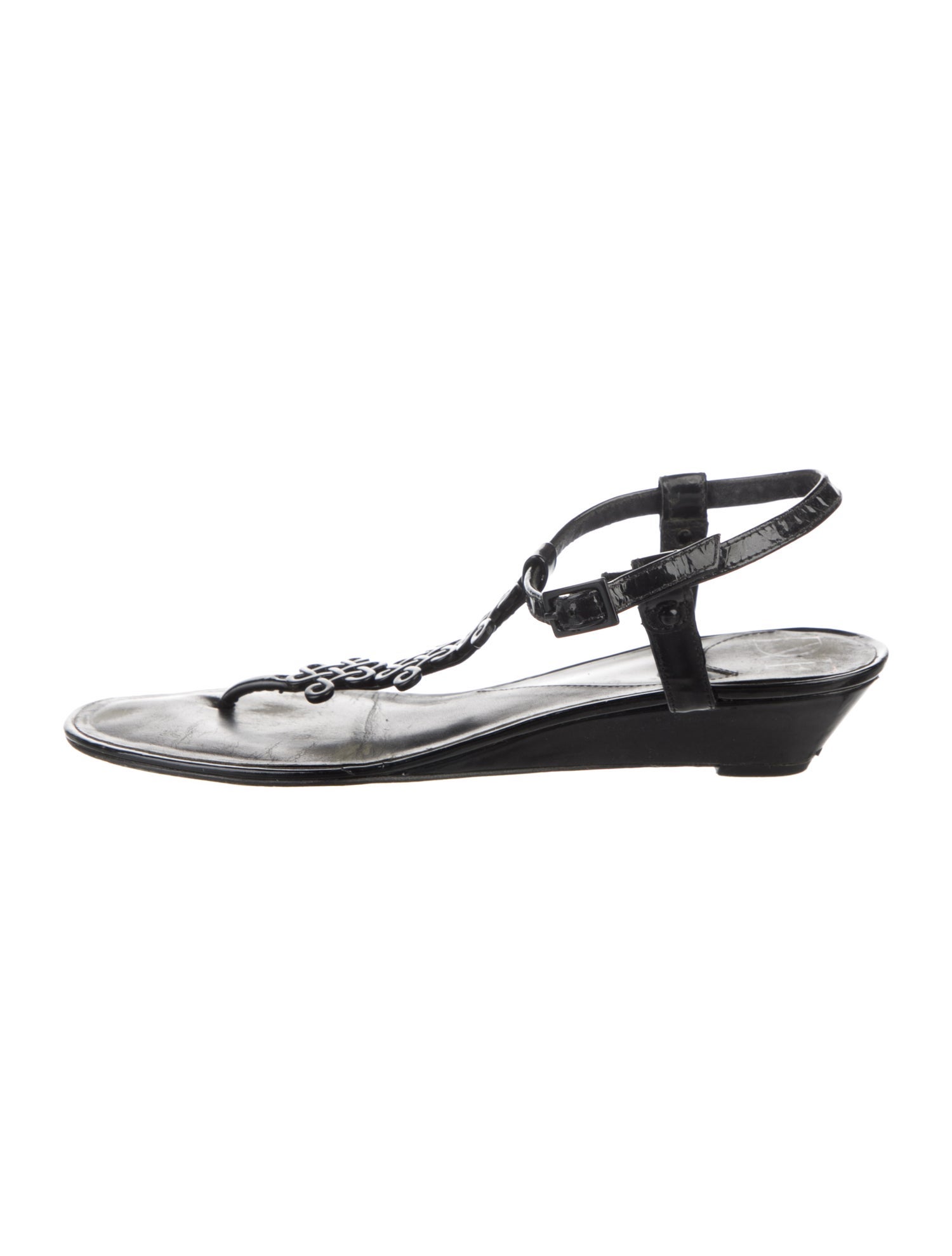 Diane von Furstenberg Patent Leather T-Strap Sandals