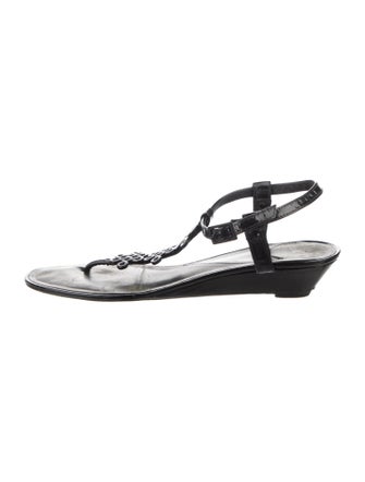 Diane von Furstenberg Patent Leather T-Strap Sandals