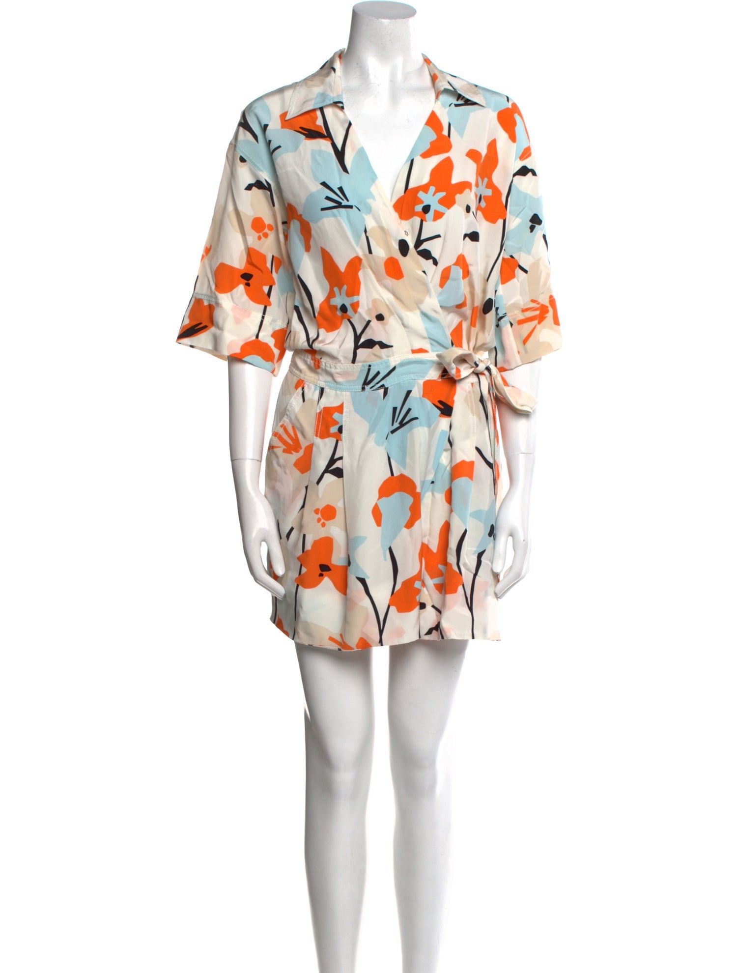 Diane von Furstenberg Silk Floral Print Romper