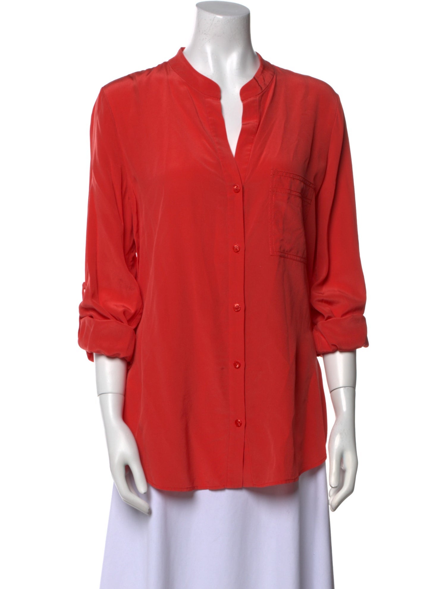 Diane von Furstenberg Silk Mock Neck Button-Up Top