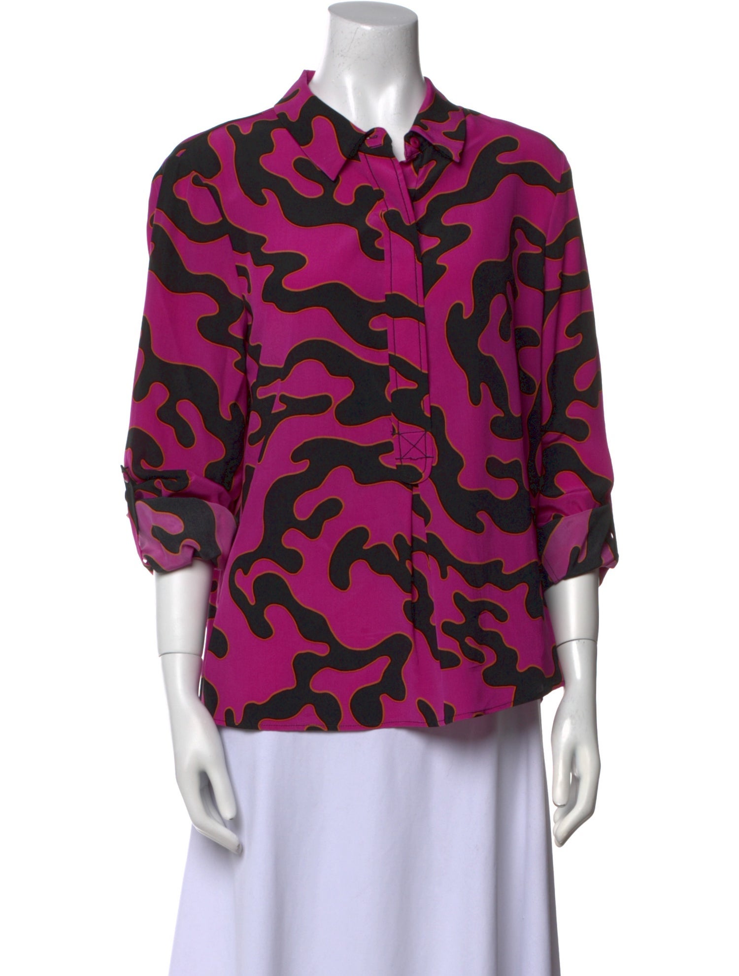 Diane von Furstenberg Silk Printed Button-Up Top