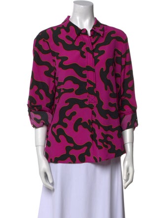 Diane von Furstenberg Silk Printed Button-Up Top