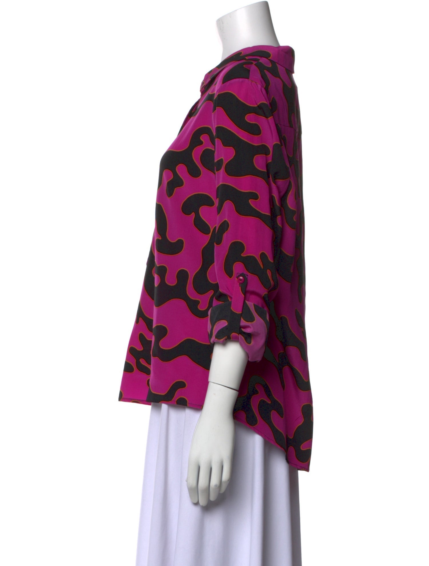 Diane von Furstenberg Silk Printed Button-Up Top