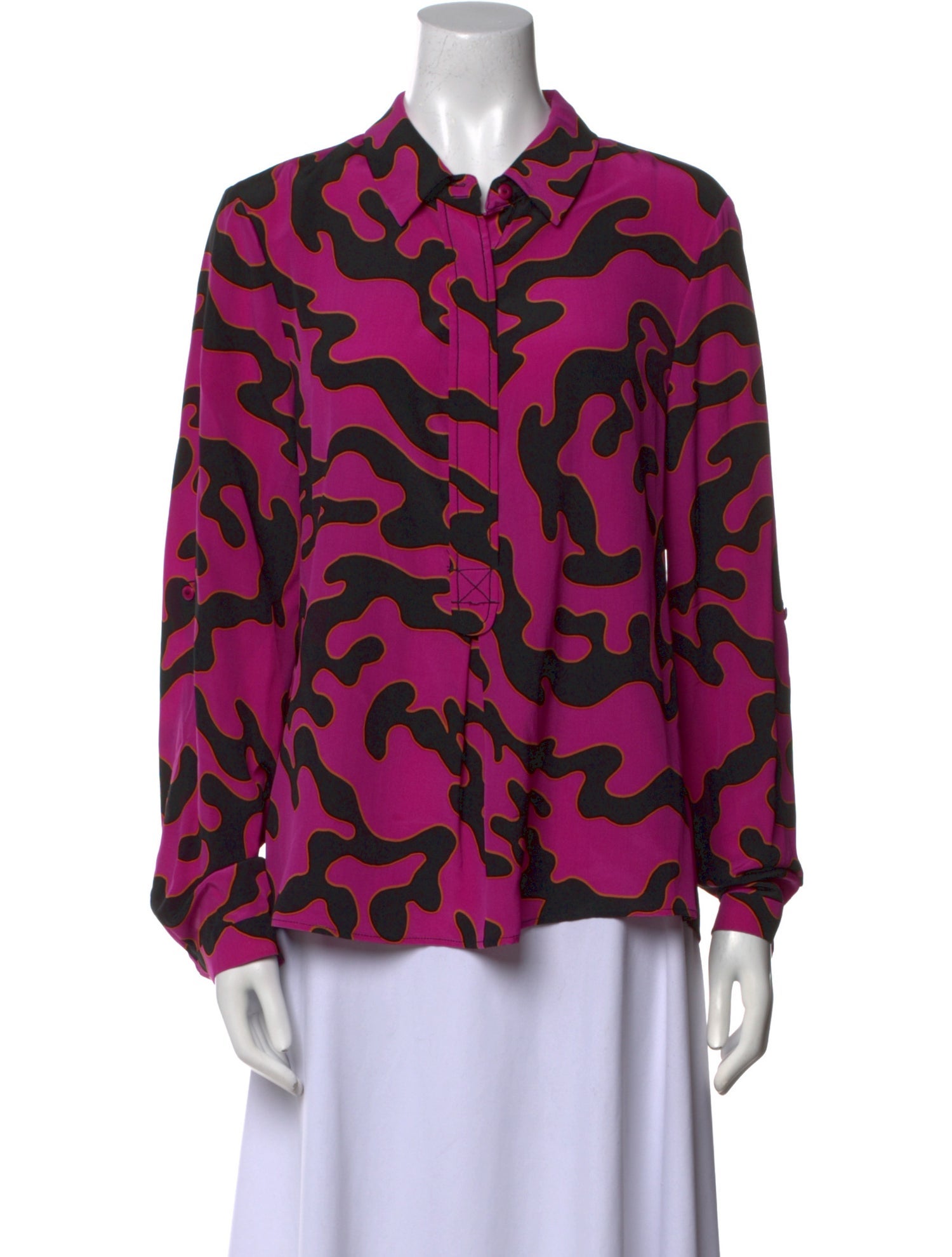 Diane von Furstenberg Silk Printed Button-Up Top