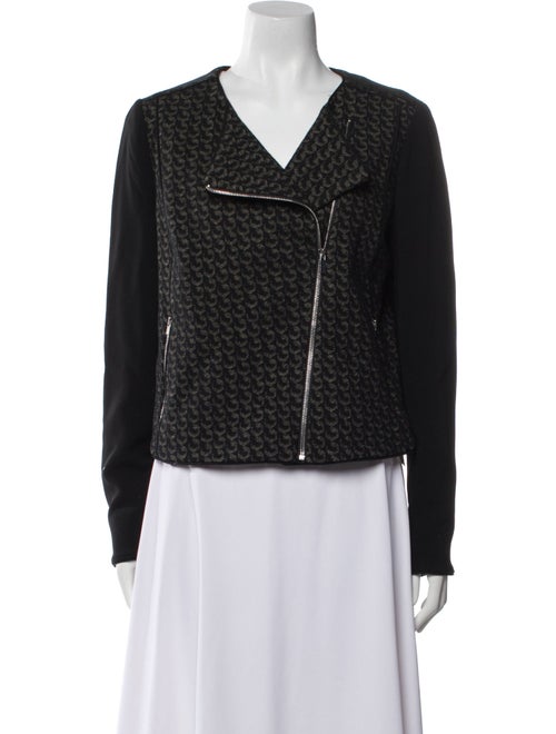 Diane von Furstenberg Virgin Wool Tweed Pattern Biker Jacket