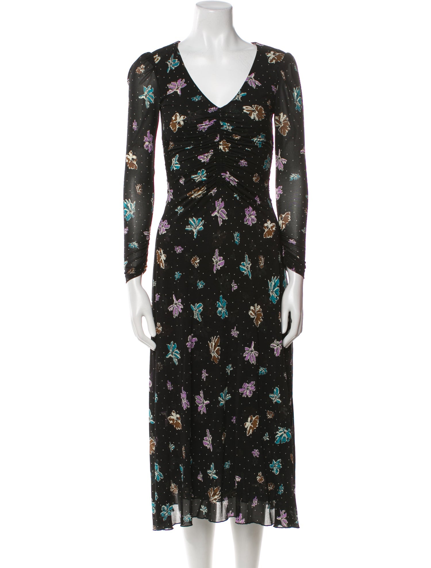 Diane von Furstenberg Floral Print Midi Length Dress