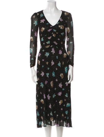 Diane von Furstenberg Floral Print Midi Length Dress