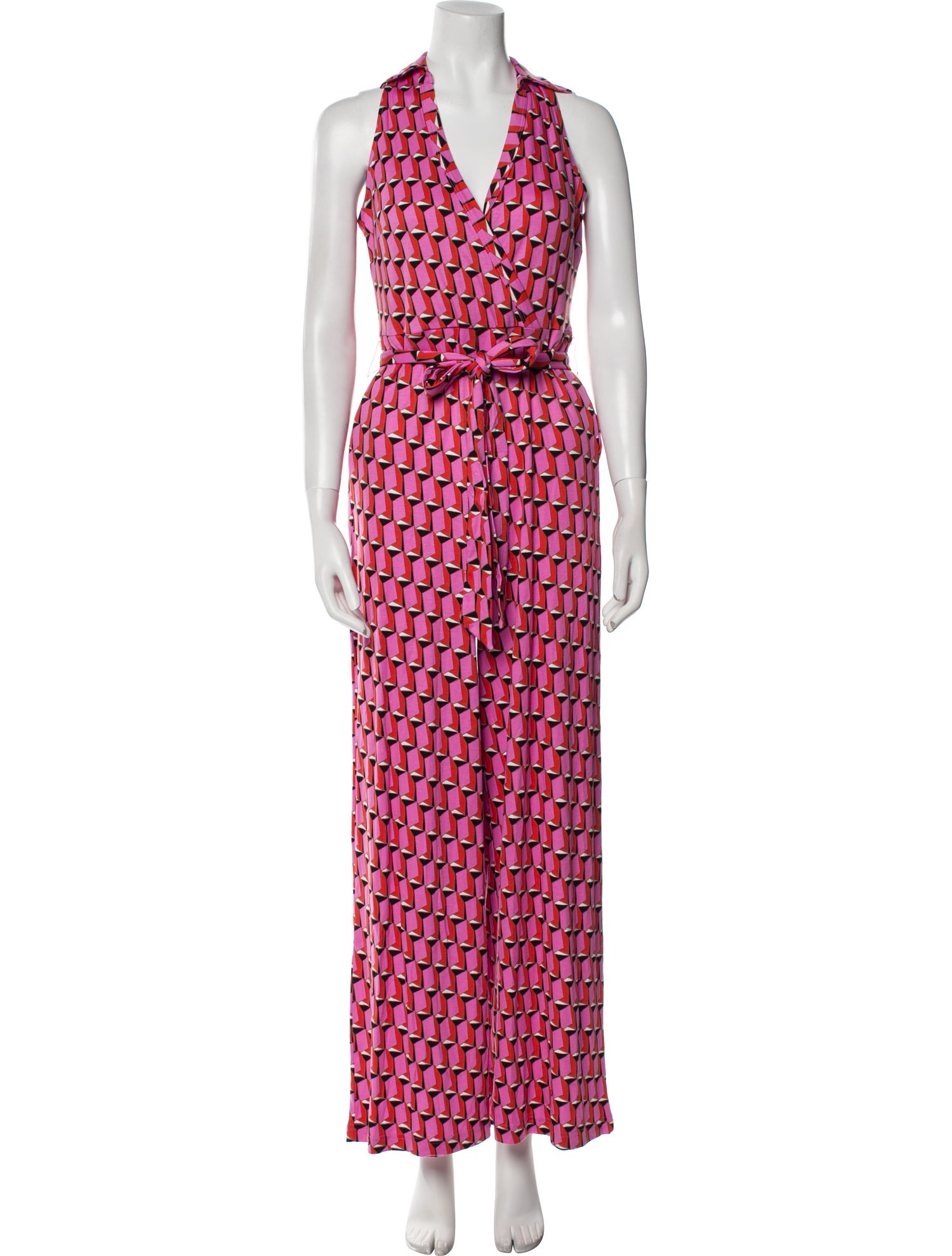 Diane von Furstenberg Printed V-Neck Jumpsuit