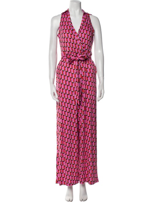 Diane von Furstenberg Printed V-Neck Jumpsuit
