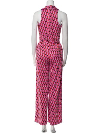 Diane von Furstenberg Printed V-Neck Jumpsuit
