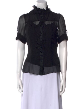 Diane von Furstenberg Silk Mock Neck Blouse