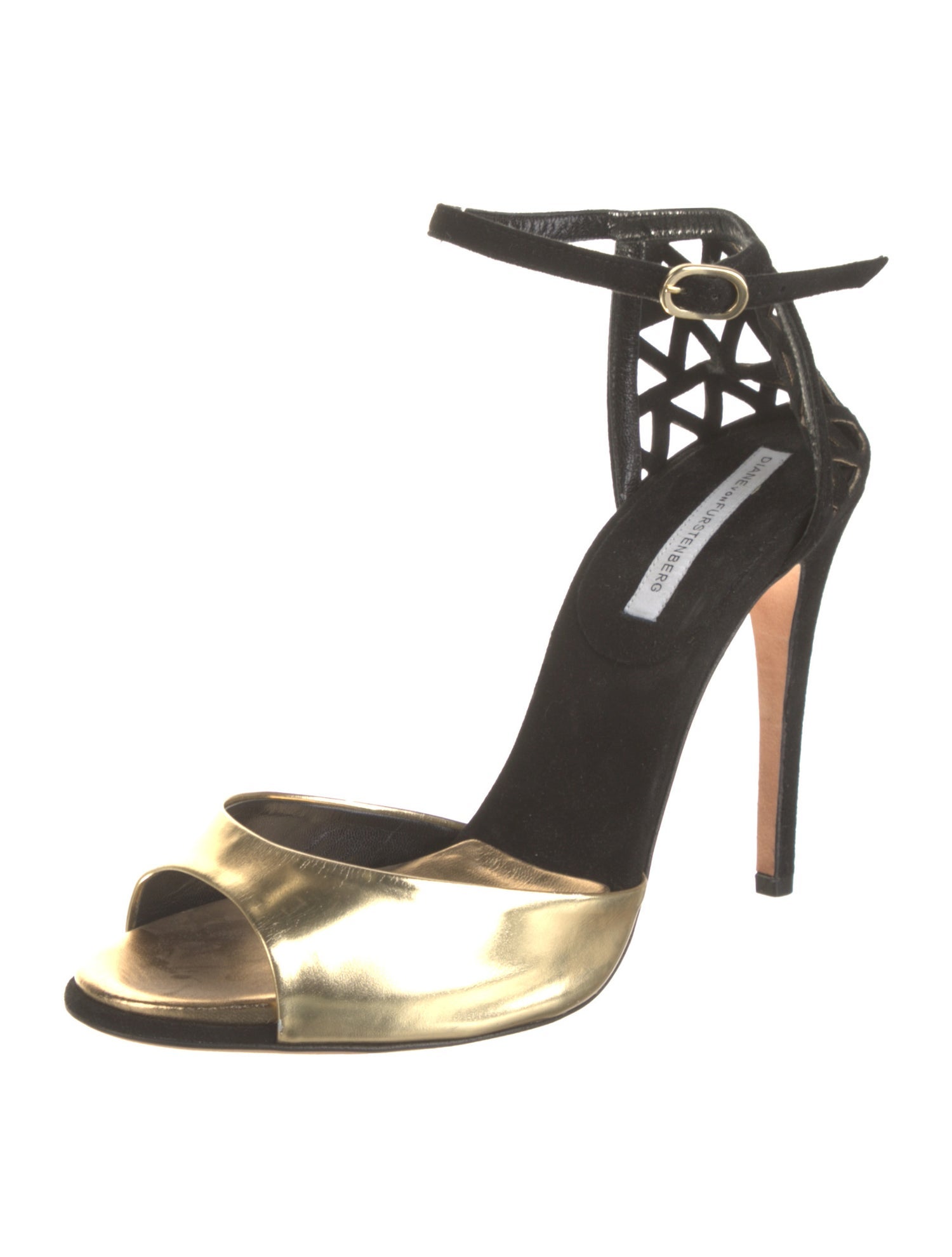 Diane von Furstenberg Leather Colorblock Pattern Sandals