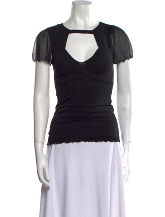 Diane von Furstenberg Silk Scoop Neck T-Shirt