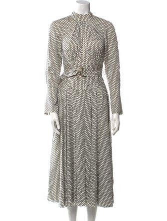 Diane von Furstenberg Polka Dot Print Midi Length Dress