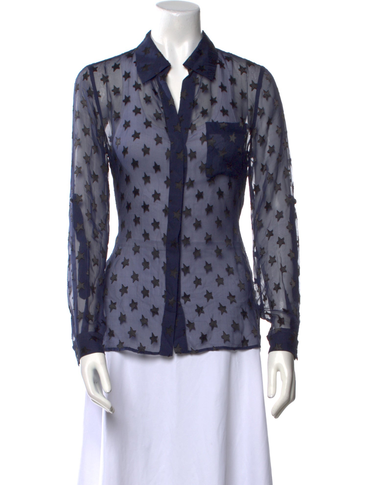 Diane von Furstenberg Printed Long Sleeve Button-Up Top