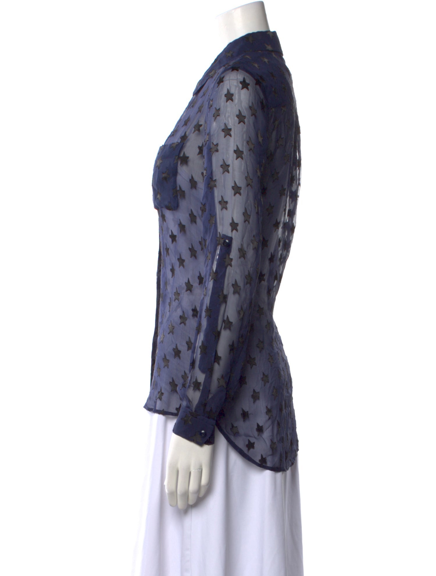 Diane von Furstenberg Printed Long Sleeve Button-Up Top