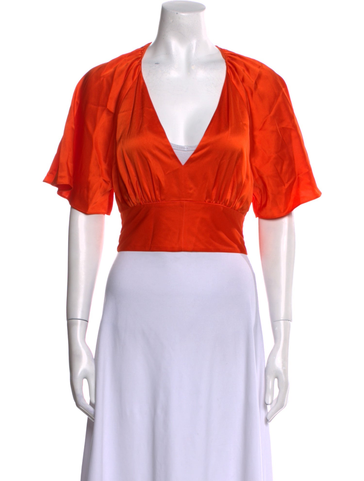 Diane von Furstenberg V-Neck Short Sleeve Crop Top