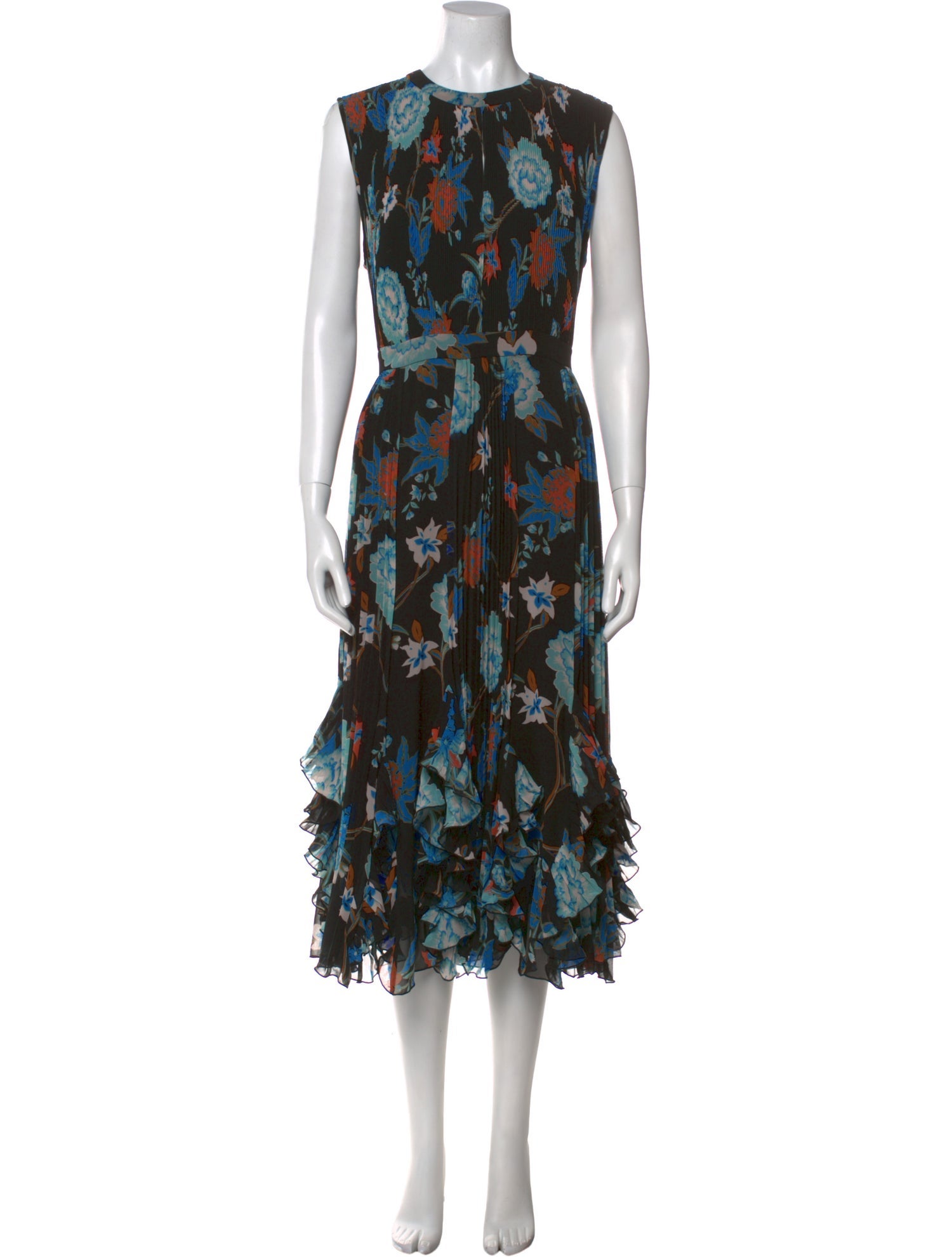 Diane von Furstenberg Floral Print Midi Length Dress