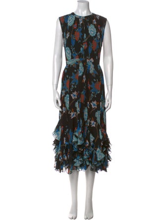 Diane von Furstenberg Floral Print Midi Length Dress