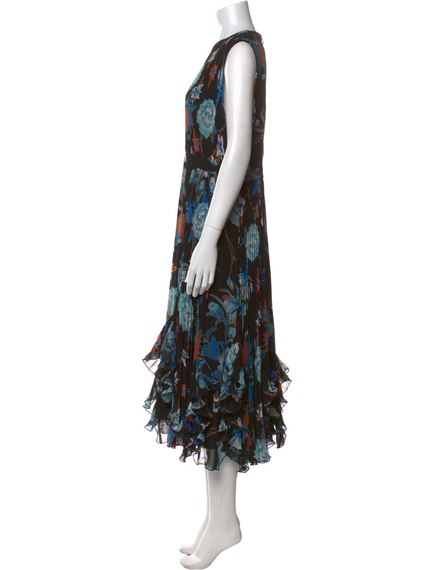 Diane von Furstenberg Floral Print Midi Length Dress