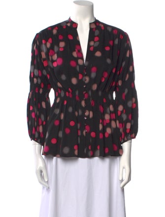 Diane von Furstenberg Silk Polka Dot Print Blouse