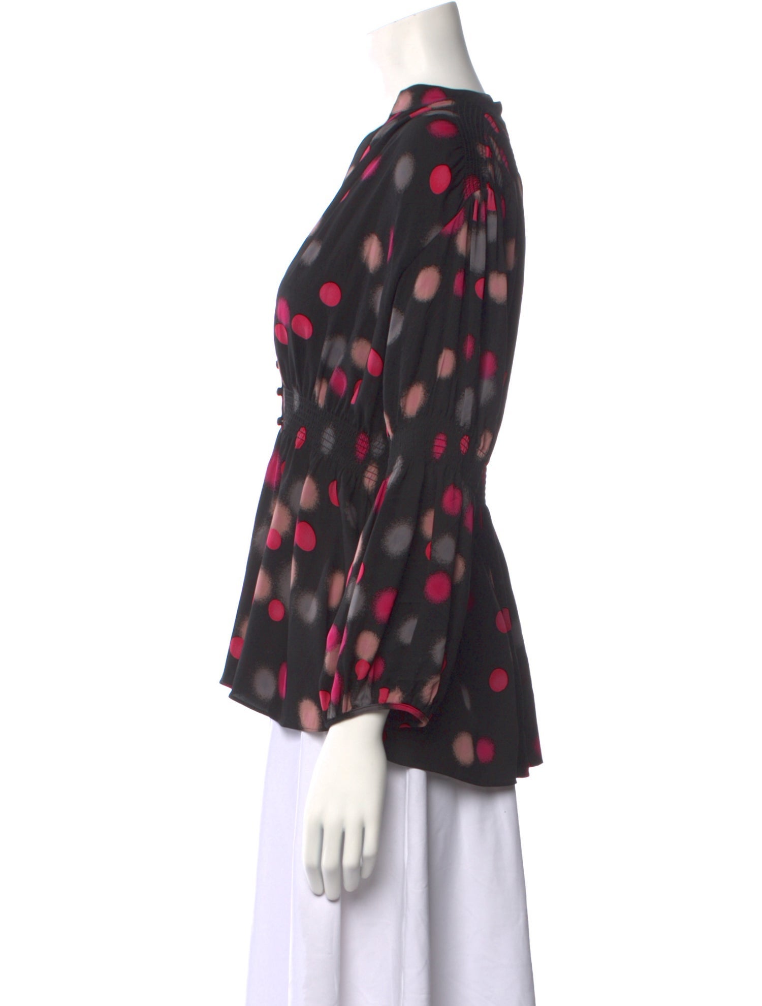Diane von Furstenberg Silk Polka Dot Print Blouse