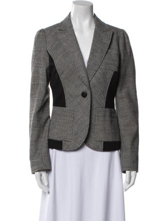 Diane von Furstenberg Wool Plaid Print Blazer