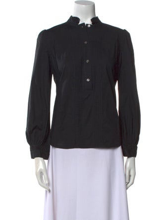 Diane von Furstenberg Mock Neck Long Sleeve Polo