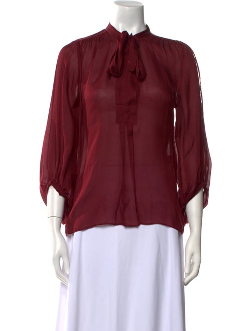 Diane von Furstenberg Mock Neck Three-Quarter Sleeve Blouse