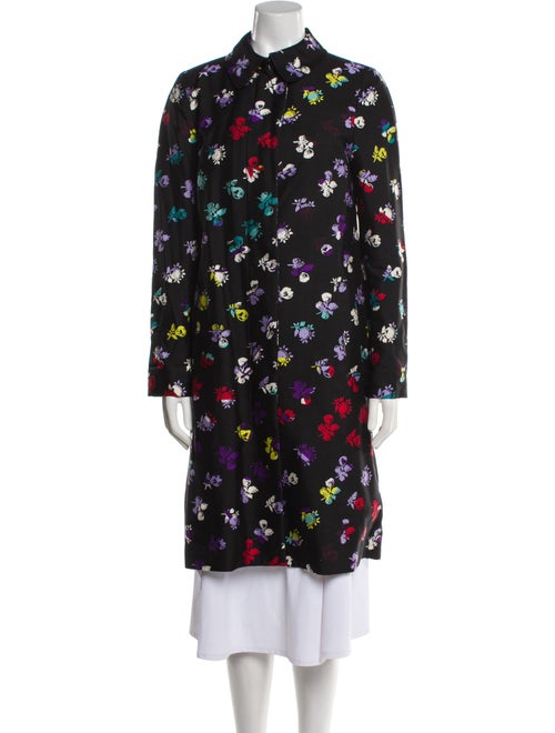 Diane von Furstenberg Wool Floral Print Trench Coat