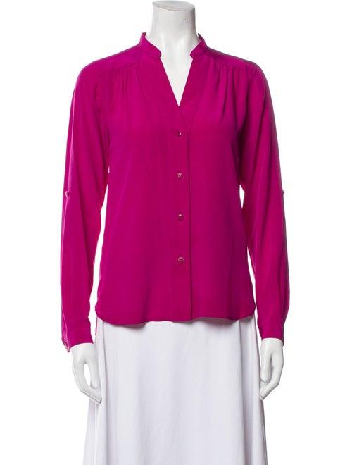 Diane von Furstenberg V-Neck Long Sleeve Button-Up Top
