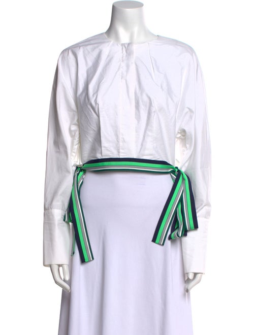 Diane von Furstenberg Colorblock Pattern Crew Neck Crop Top