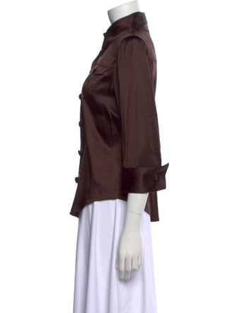 Diane von Furstenberg Silk Three-Quarter Sleeve Button-Up Top