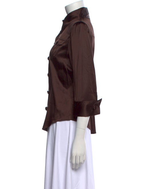 Diane von Furstenberg Silk Three-Quarter Sleeve Button-Up Top