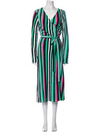 Diane von Furstenberg Striped Midi Length Dress