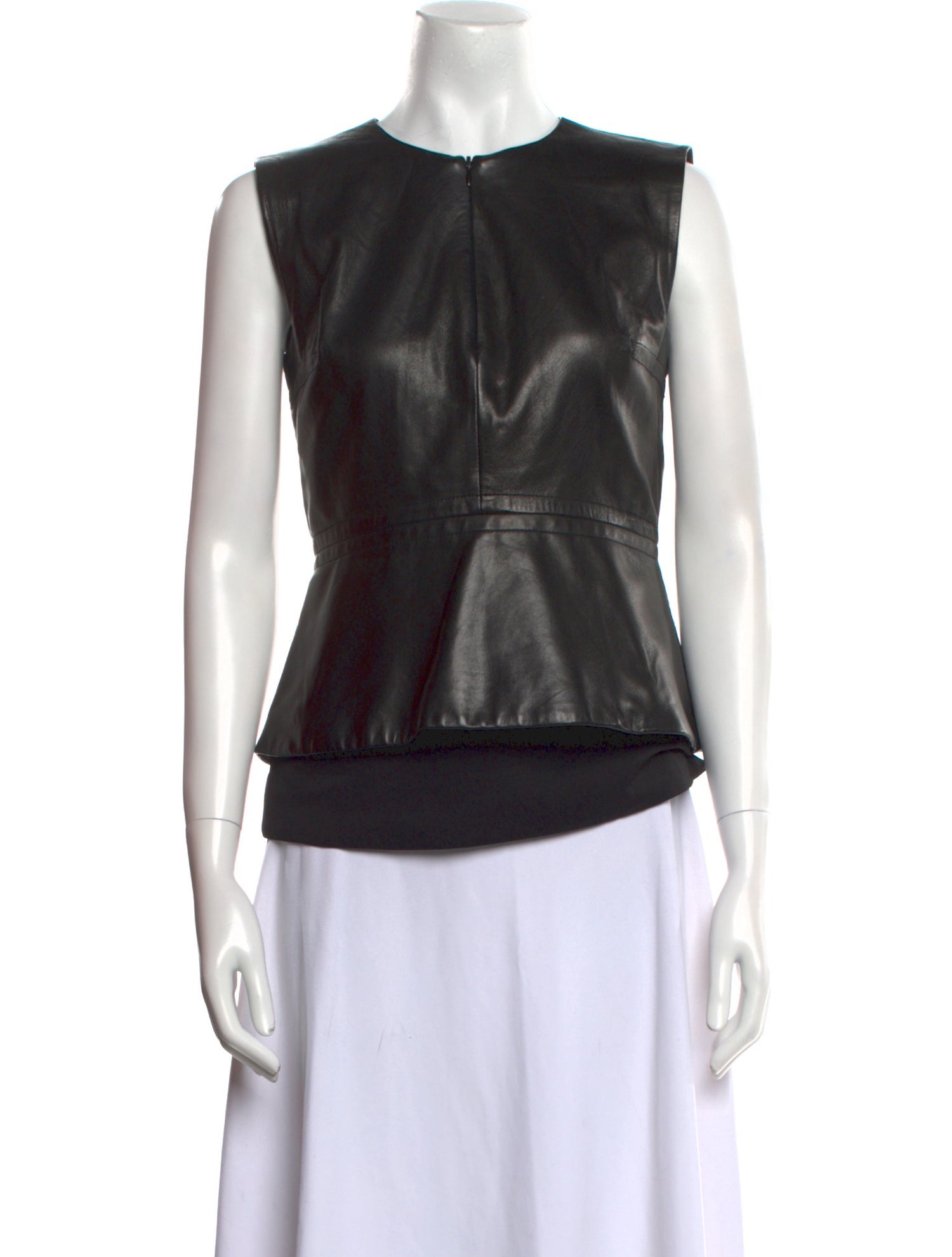 Diane von Furstenberg Leather Crew Neck Top