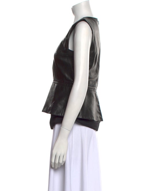 Diane von Furstenberg Leather Crew Neck Top
