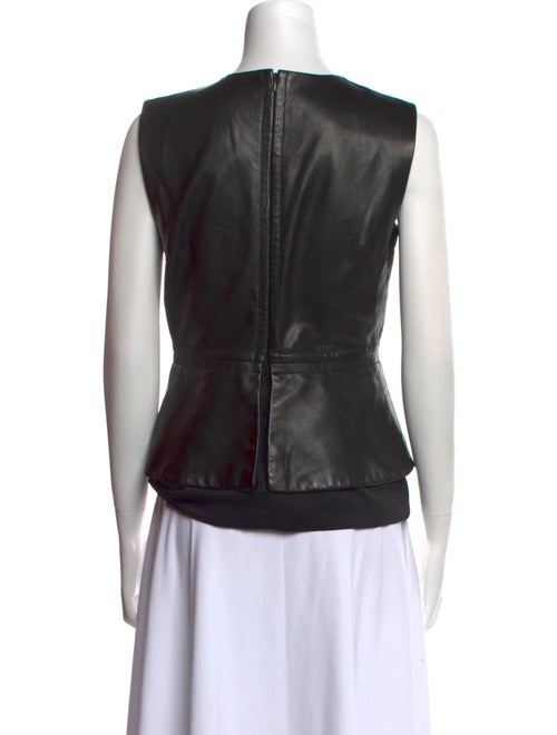 Diane von Furstenberg Leather Crew Neck Top