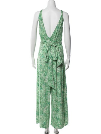 Diane von Furstenberg Printed V-Neck Jumpsuit