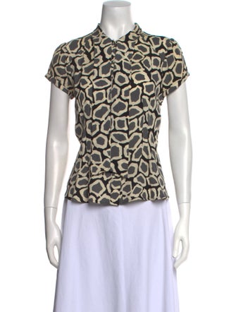 Diane von Furstenberg Silk Animal Print Button-Up Top