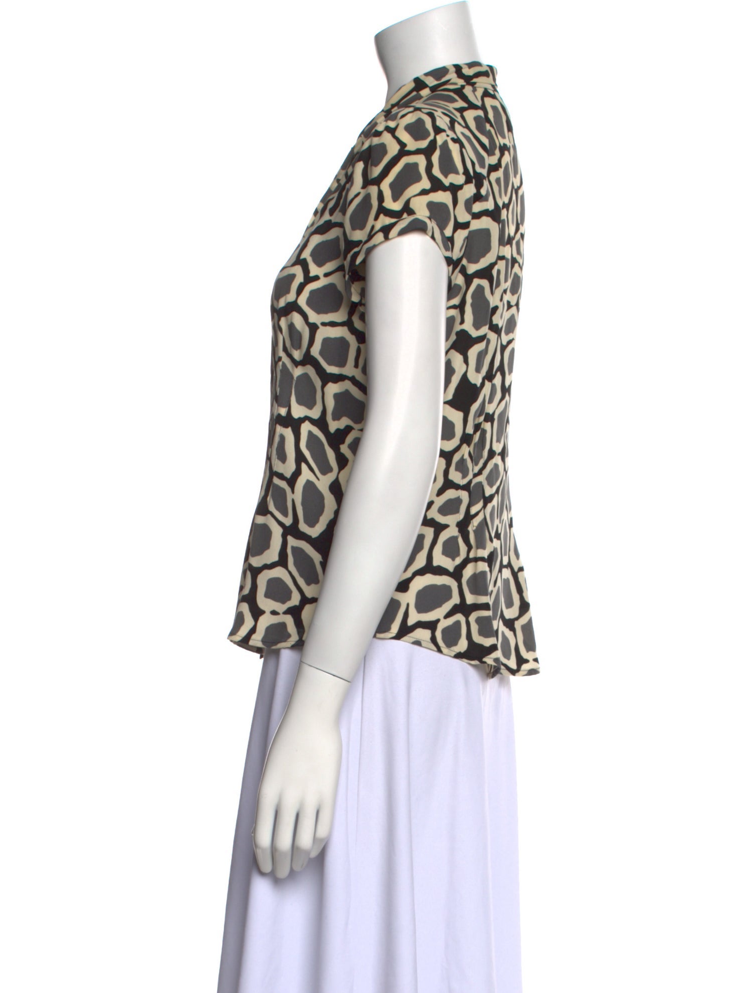 Diane von Furstenberg Silk Animal Print Button-Up Top