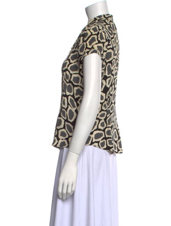 Diane von Furstenberg Silk Animal Print Button-Up Top