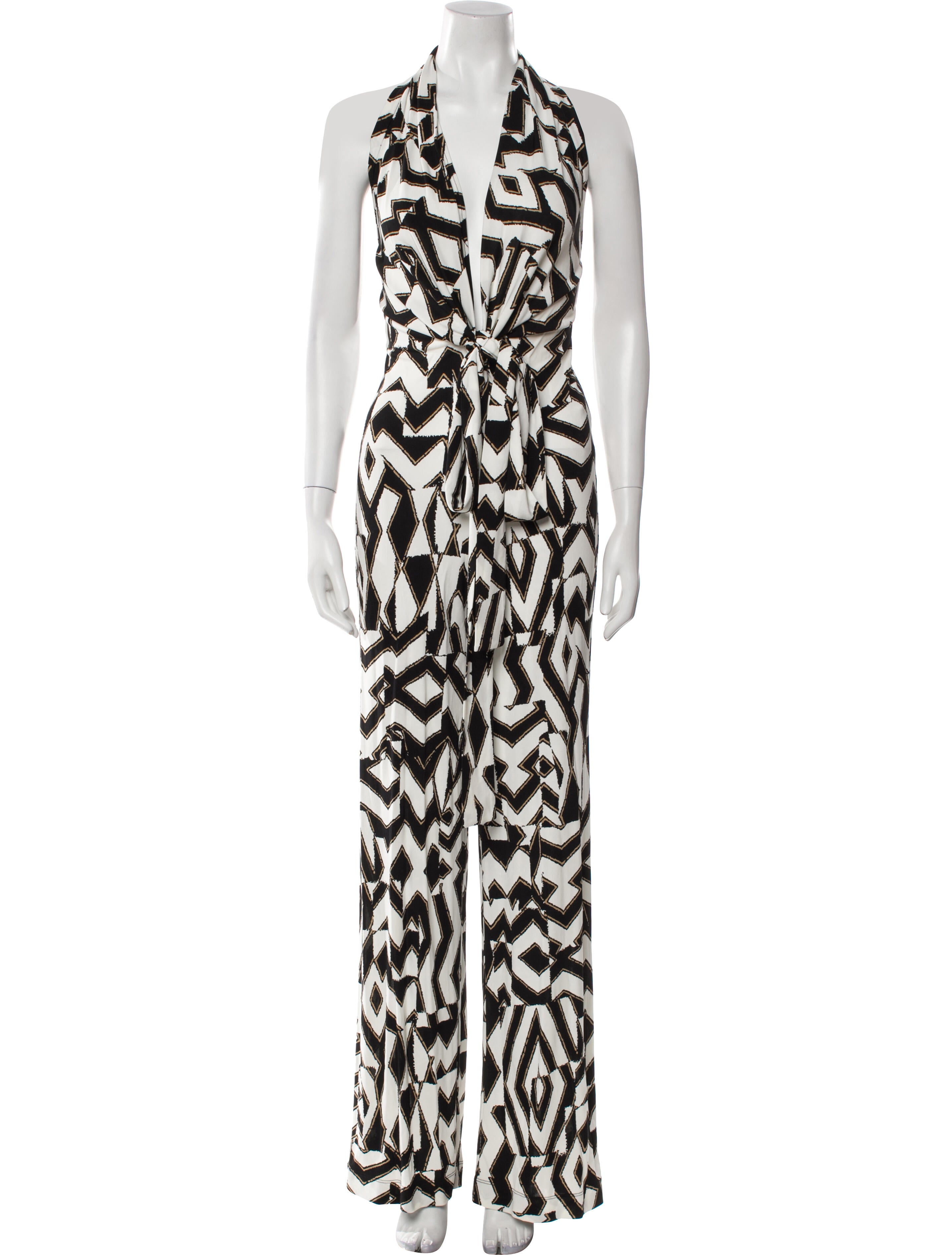 Diane von Furstenberg Printed Plunge Neckline Jumpsuit w/ Tags