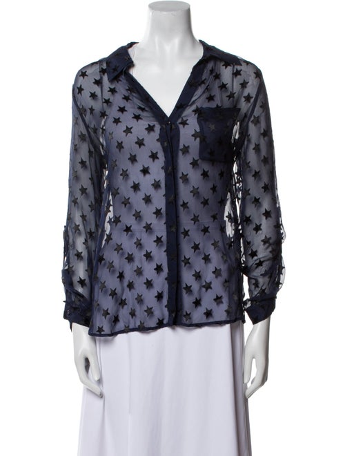 Diane von Furstenberg Printed V-Neck Button-Up Top