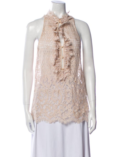 Diane von Furstenberg Lace Pattern Mock Neck Blouse